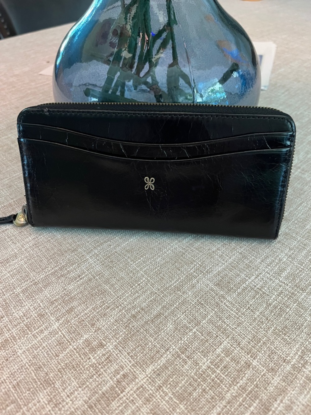 HOBO Black Leather Zip-Around Wallet